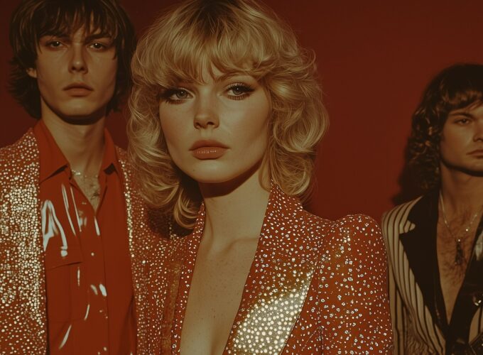 Music Band Trio in Red