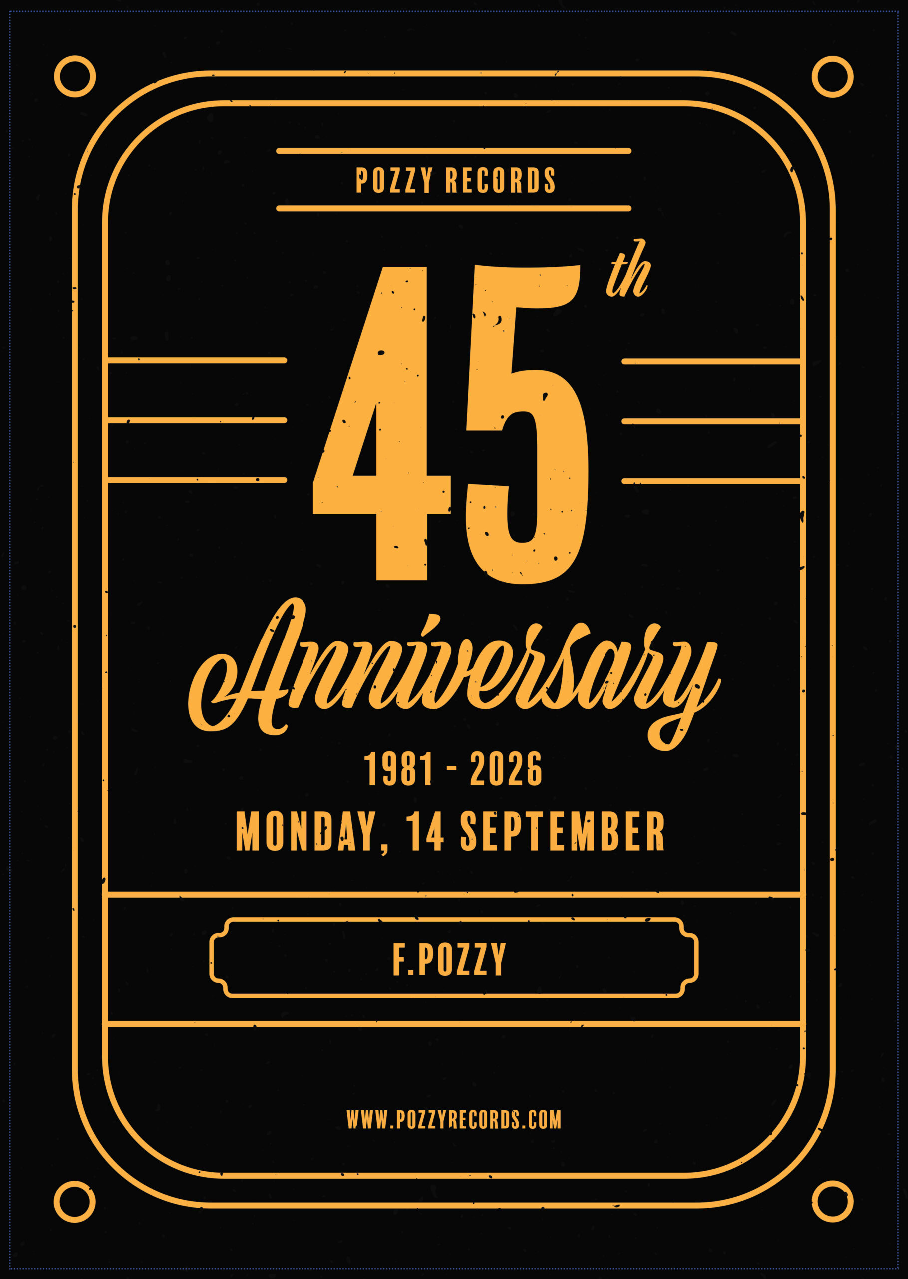 Pozzy Rapper Logo 45 Anniversary - Pozzy Records